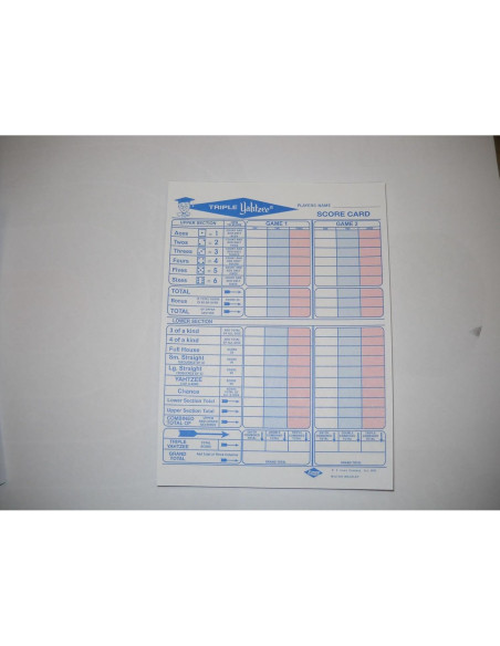 250 Hojas de Puntuación Triple Yahtzee General Foam