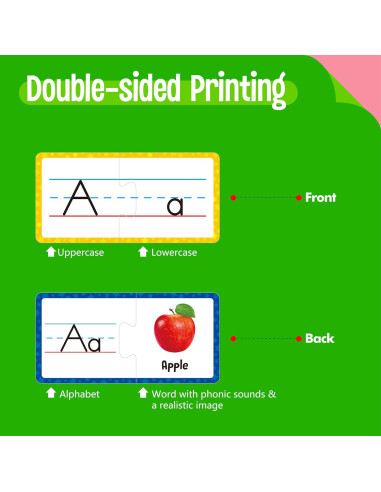 Tarjetas de Rompecabezas del Alfabeto SpriteGru 26 PCS Doble Cara