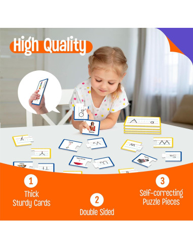 Tarjetas de Rompecabezas del Alfabeto SpriteGru 26 PCS Doble Cara