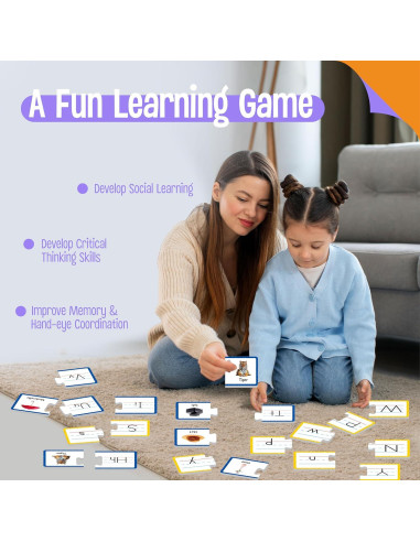 Tarjetas de Rompecabezas del Alfabeto SpriteGru 26 PCS Doble Cara