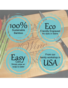 Tabla de Cortar de Bambú Moso La Anfitriona 33x24 cm Grabada 2