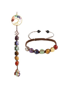 Juego de Adorno del Árbol de la Vida y Pulsera 7 Chakras VNVETYTO