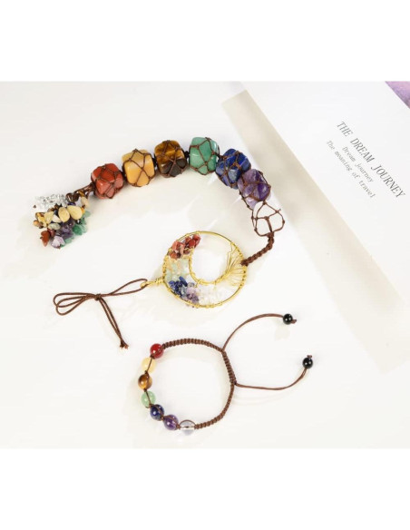 Juego de Adorno del Árbol de la Vida y Pulsera 7 Chakras VNVETYTO Juego de Adorno del Árbol de la Vida y Pulsera 7 Chakras VNVETYTO