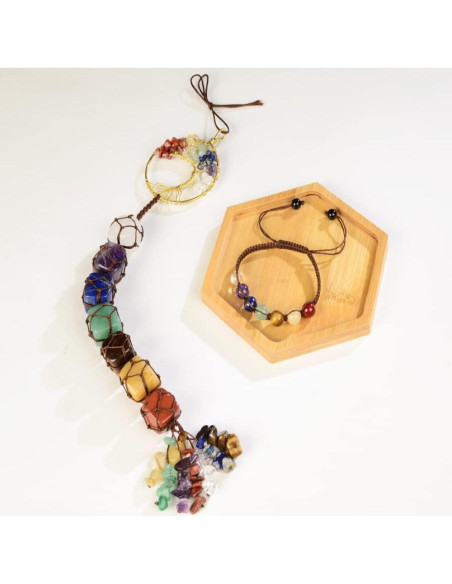 Juego de Adorno del Árbol de la Vida y Pulsera 7 Chakras VNVETYTO Juego de Adorno del Árbol de la Vida y Pulsera 7 Chakras VNVETYTO