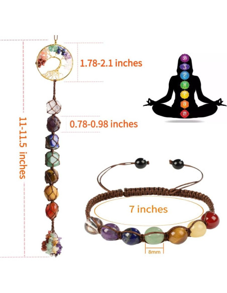 Juego de Adorno del Árbol de la Vida y Pulsera 7 Chakras VNVETYTO Juego de Adorno del Árbol de la Vida y Pulsera 7 Chakras VNVETYTO