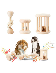 Juguetes de Madera para Conejos AOWPFVV - 3 Piezas Multicolor