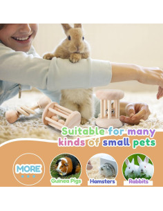 Juguetes de Madera para Conejos AOWPFVV - 3 Piezas Multicolor 2