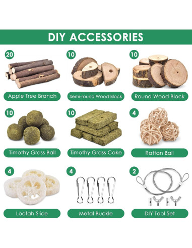 KATUMO Kit de Juguetes para Conejos y Hámsteres 68 PCS