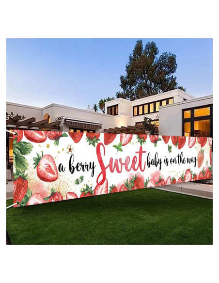 Banner de Bienvenida DOTOOMA 300 x 50 cm Fiesta Bebé Fresa