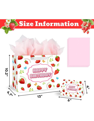 Bolsa de Regalo Grande Fresa BATYONGOGA 33x26x12 cm con Tarjeta