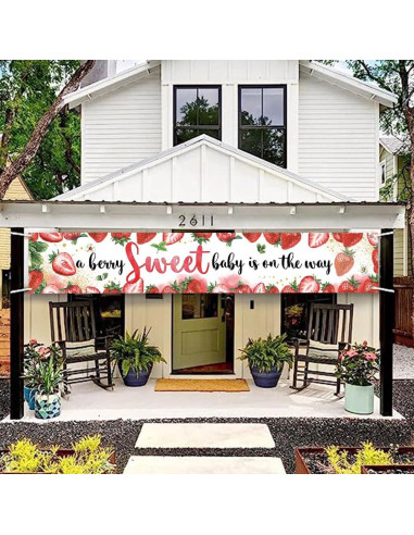 Banner de Bienvenida DOTOOMA 300 x 50 cm Fiesta Bebé Fresa