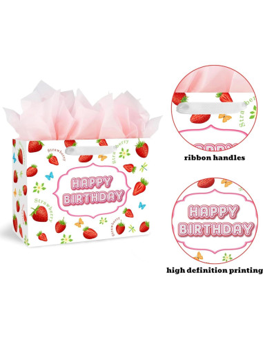 Bolsa de Regalo Grande Fresa BATYONGOGA 33x26x12 cm con Tarjeta