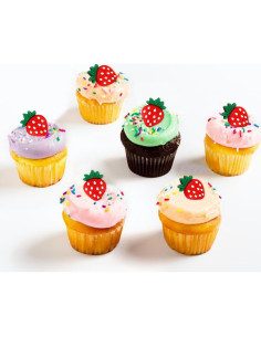 25 Adornos de Cupcake de Fresa Rojos Keaziu para Fiestas 2