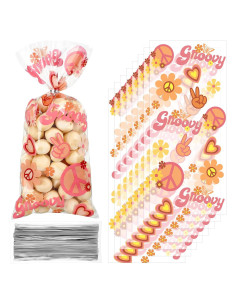 Bolsas de Fiesta Retro Hippie Pajean 100 Pcs Celofán 27.4x12.7cm