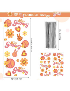 Bolsas de Fiesta Retro Hippie Pajean 100 Pcs Celofán 27.4x12.7cm 2