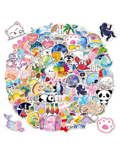 100 Stickers Holográficos de Animales QIUYUEMIN - Vinilo Impermeable