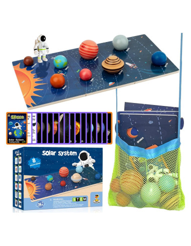 Kit de Juguete del Sistema Solar COOLDUCK 30 Piezas de Madera