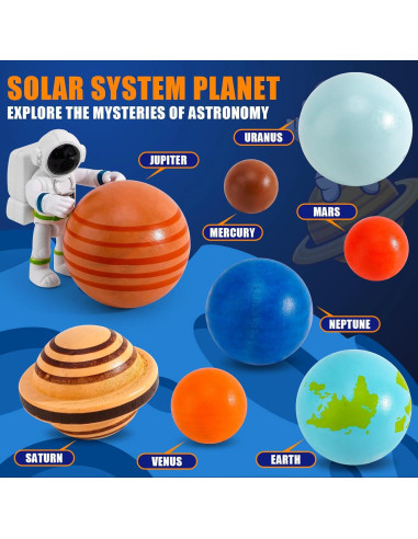 Kit de Juguete del Sistema Solar COOLDUCK 30 Piezas de Madera