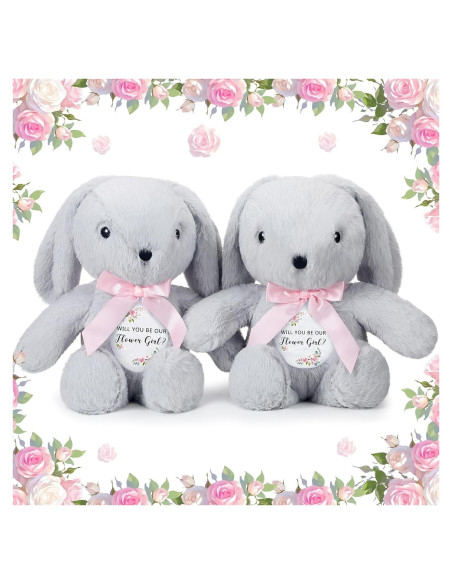 Conejos de Peluche para Niña de Flores HyDren - 2 Piezas 25.4 cm