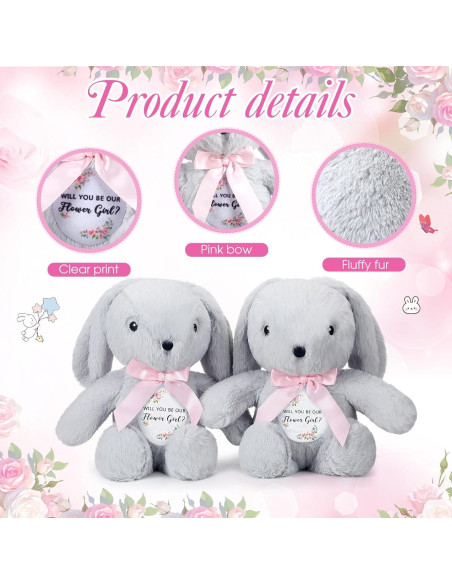 Conejos de Peluche para Niña de Flores HyDren - 2 Piezas 25.4 cm