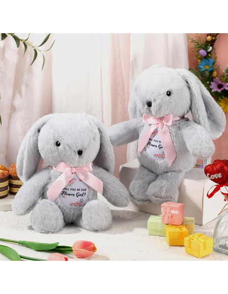 Conejos de Peluche para Niña de Flores HyDren - 2 Piezas 25.4 cm