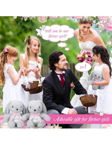 Conejos de Peluche para Niña de Flores HyDren - 2 Piezas 25.4 cm