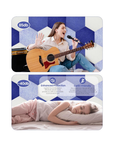 Paneles Acústicos Hexagonales Aipiahio 8 Piezas Azul 30x25.9 cm