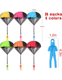 36 Juguetes Paracaídas Wizzosivoor - Sin Enredos, 6 Colores 2