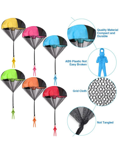 36 Juguetes Paracaídas Wizzosivoor - Sin Enredos, 6 Colores