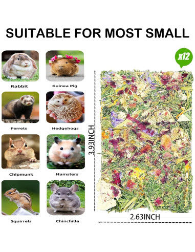 Juguetes de Masticar para Conejos Grembeb 12pcs Heno Timothy