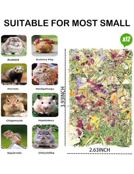 Juguetes de Masticar para Conejos Grembeb 12pcs Heno Timothy