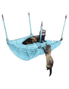 Hamaca para Hurones 2Brothers - Cama Colgante Doble de Felpa Azul