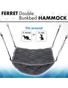 Hamaca para Hurones 2Brothers - Cama Colgante Doble de Felpa Azul 2