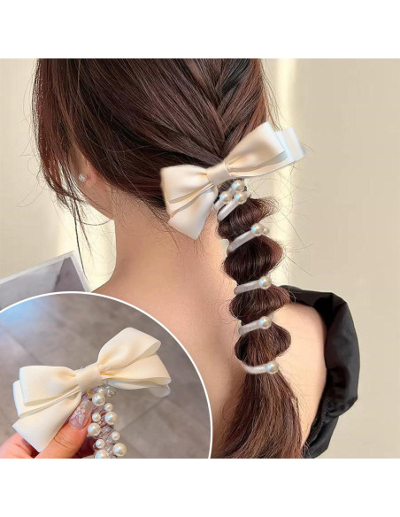 3 Lazos Trenzados de Caucho Hsheng para Cabello - Negro, Blanco, Plata