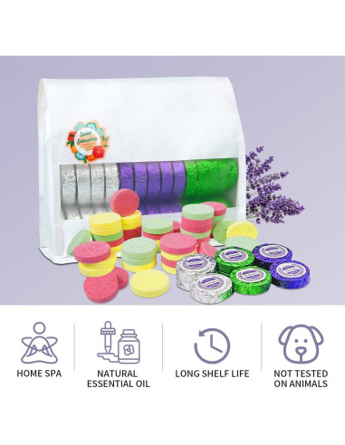 Juego de Pastillas de Vapor para Ducha Leoce - 45pcs Aromas