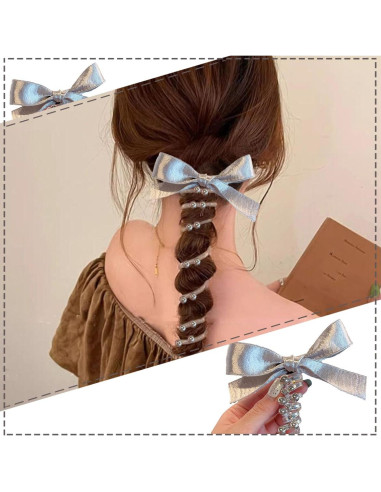 3 Lazos Trenzados de Caucho Hsheng para Cabello - Negro, Blanco, Plata