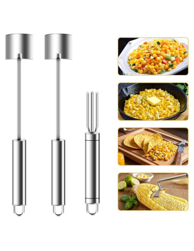 Juego de 2 Peladores de Maíz Acero Inoxidable Mulaibdin