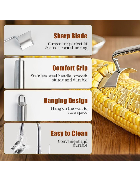 Juego de 2 Peladores de Maíz Acero Inoxidable Mulaibdin