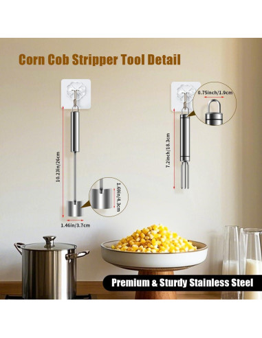 Juego de 2 Peladores de Maíz Acero Inoxidable Mulaibdin