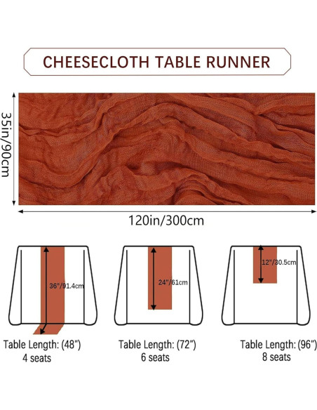 Cubre Mesa de Gasa Terracota DREAMBOAT 6 Piezas 90x300 cm