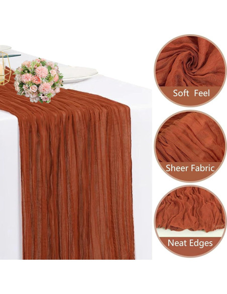 Cubre Mesa de Gasa Terracota DREAMBOAT 6 Piezas 90x300 cm