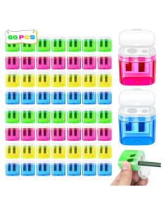 Paquete de 60 Sacapuntas Manuales Letapapa con Tapa