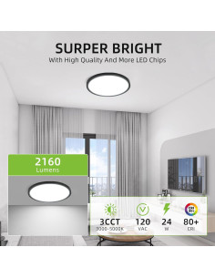 Luz de Techo LED Hykolity 30.48 cm 24W CCT Seleccionable Negro 2