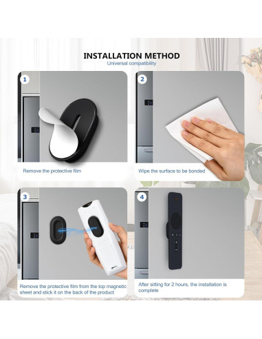 Soporte de Control Remoto Magnético DGMDGS 4 Piezas Negro y Blanco