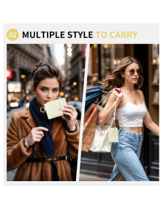 Cartera Slim de Cuero PU SUIKIHUM Beige - 8 Ranuras para Tarjetas 2