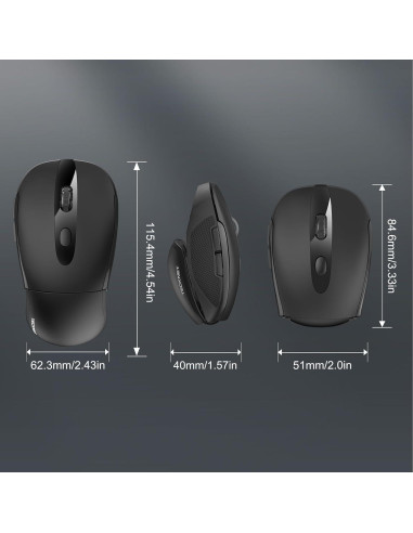 Ratón Inalámbrico Plegable TECKNET M017 2000 DPI Negro