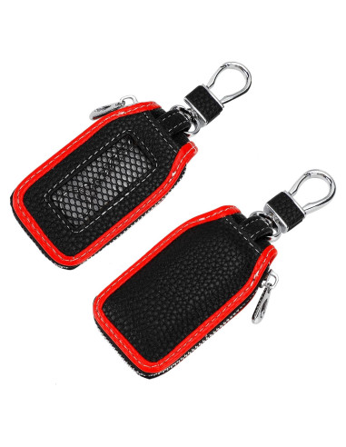 Funda de Llave de Coche de Cuero Syihah - 2 Piezas Rojo
