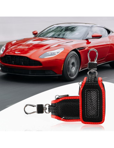 Funda de Llave de Coche de Cuero Syihah - 2 Piezas Rojo