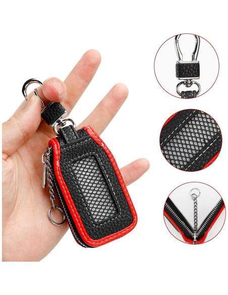 Funda de Llave de Coche de Cuero Syihah - 2 Piezas Rojo