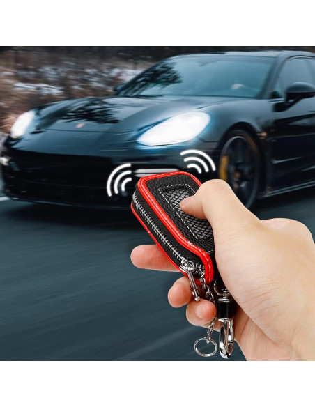 Funda de Llave de Coche de Cuero Syihah - 2 Piezas Rojo